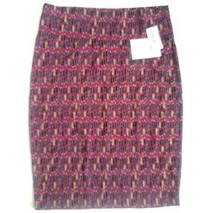 NWT Lularoe Cassie Lipstick Print Knee Length Pencil Skirt Size Large